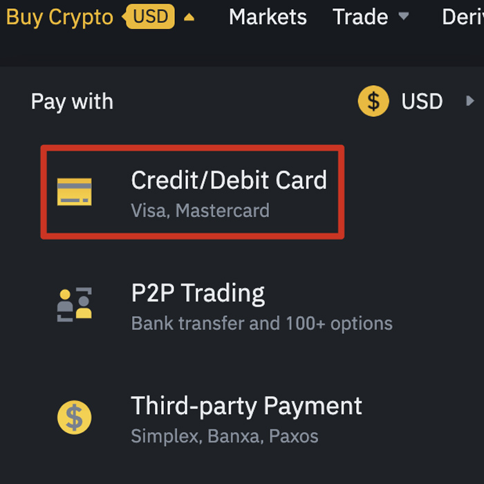 خرید ارز با کارت اعتباری در بایننس